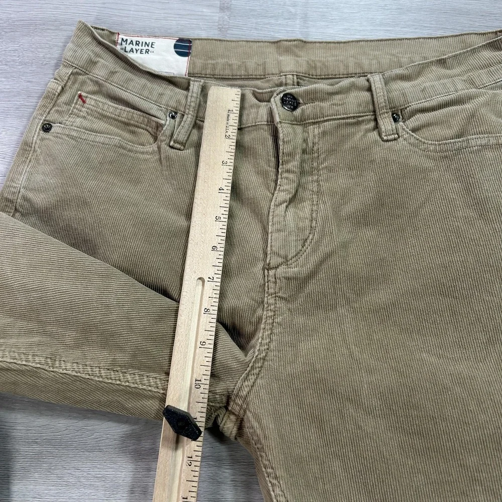 Marine Layer Pants Mens 33x32 Beige Corduroy Slim Straight 5 Pocket Casual